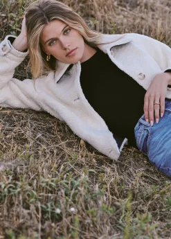 Hot BOBBIE BUTTON UP SHERPA JACKET Women JACKETS