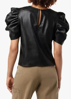 Hot KIRA VEGAN LEATHER PUFF SLEEVE TOP Women TOPS / SWEATERS