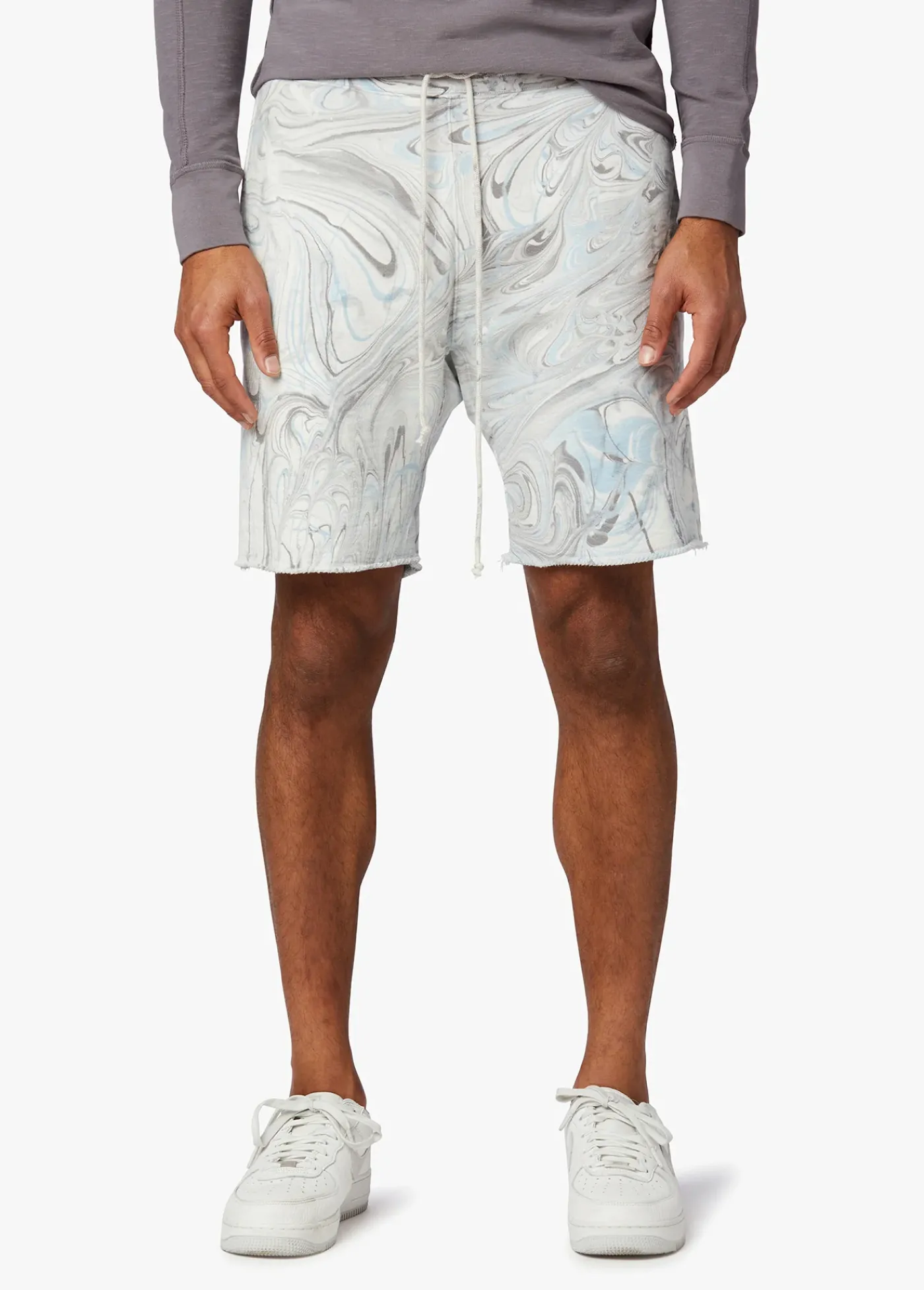 Fashion MARBLE DYE FRENCH TERRY FLEECE SHORT SHORTS