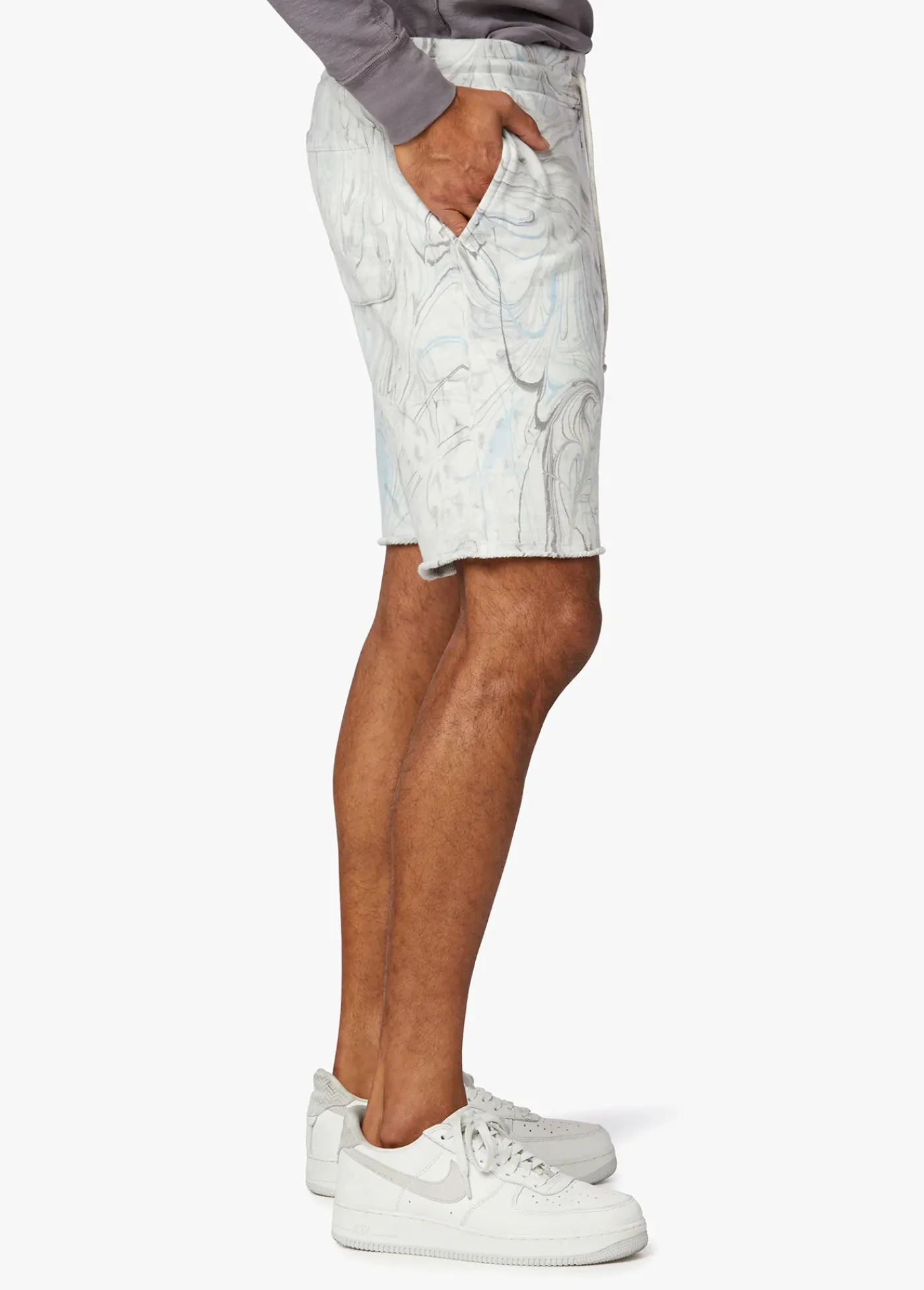 Fashion MARBLE DYE FRENCH TERRY FLEECE SHORT SHORTS
